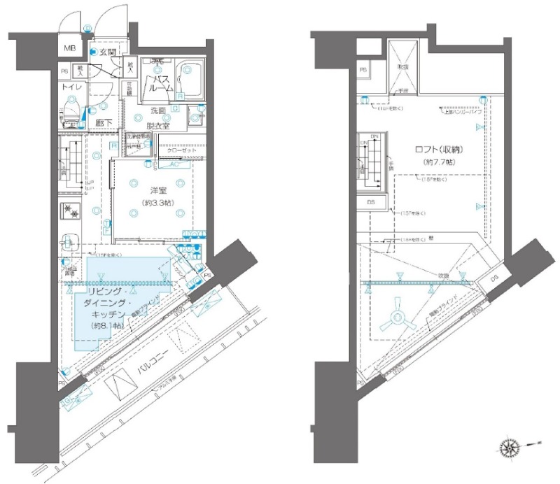 新宿区新宿のマンションの間取り