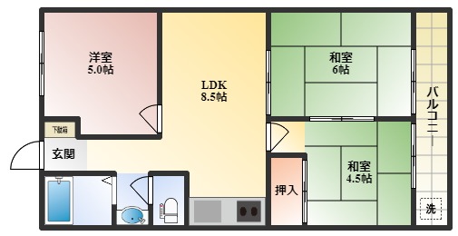 【ハイツ上野台A棟の間取り】