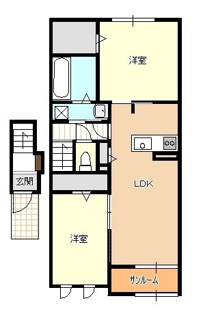 阿賀野市緑岡のアパートの間取り