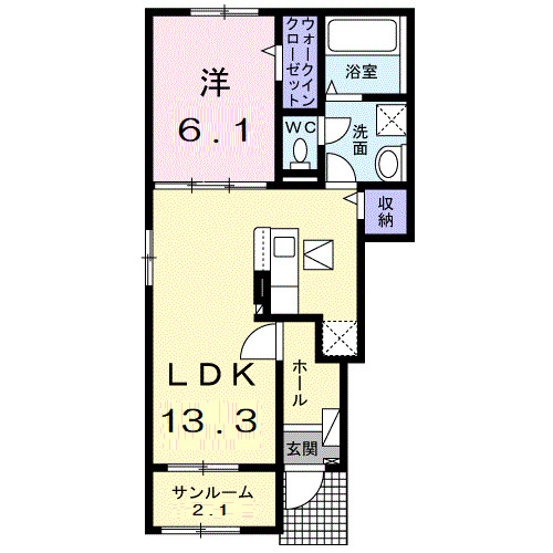 富山市手屋のアパートの間取り