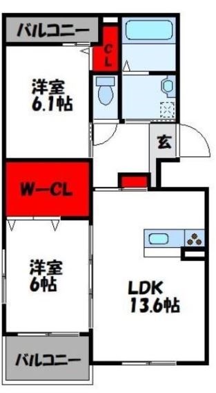 福津市宮司のマンションの間取り