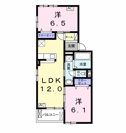 カレント　ヒガシウズラＡ　Iの間取り