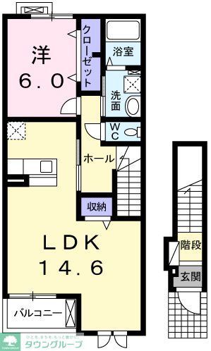 青梅市梅郷のアパートの間取り