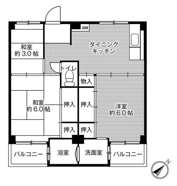 ビレッジハウス倉治2号棟の間取り