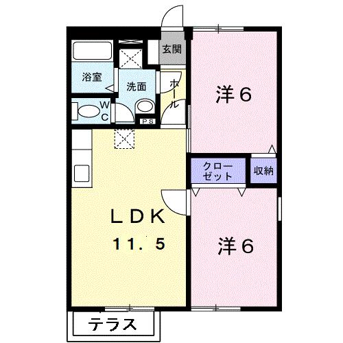 嘉穂郡桂川町大字豆田のアパートの間取り