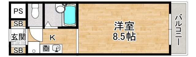 箕面市粟生間谷西のマンションの間取り