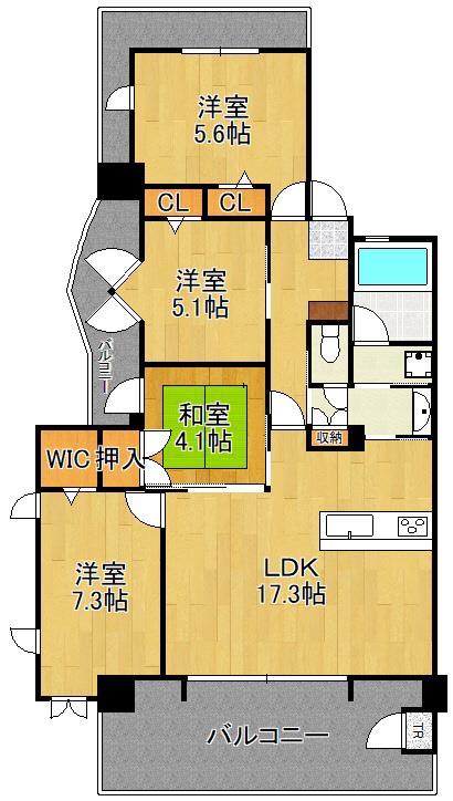 北九州市八幡西区光貞台のマンションの間取り