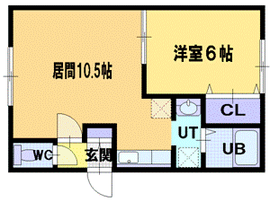 【江別市野幌代々木町のマンションの間取り】