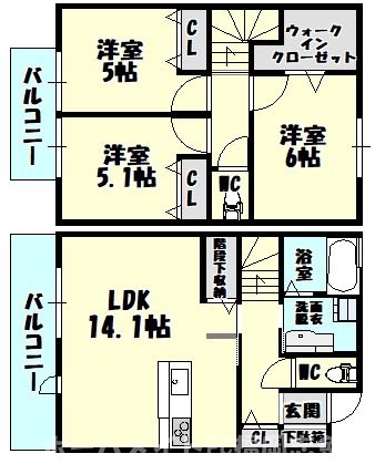 ＪＲ香椎線 須恵中央駅 徒歩6分 2階建 築9年の間取り写真