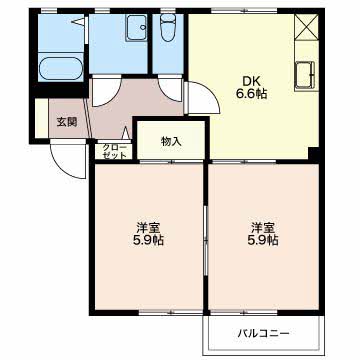 ＪＲ信越本線 亀田駅 徒歩17分 2階建 築26年の間取り写真