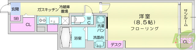 仙台市青葉区上愛子のアパートの間取り