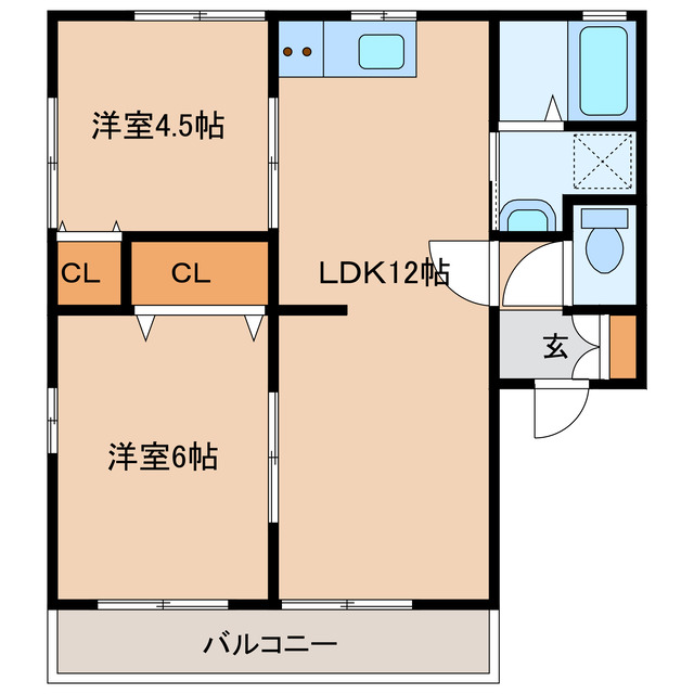 岩国市車町のアパートの間取り