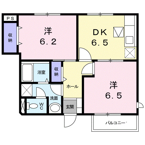 橋本市東家のアパートの間取り