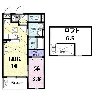 伊丹市大鹿のアパートの間取り