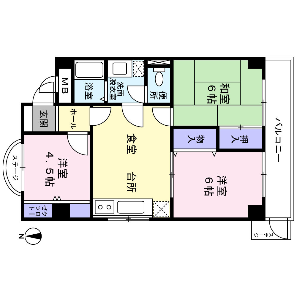 名古屋市中川区小碓通のマンションの間取り