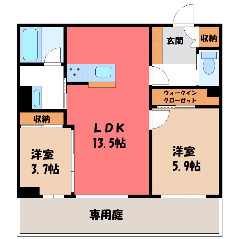 小山市西城南のアパートの間取り