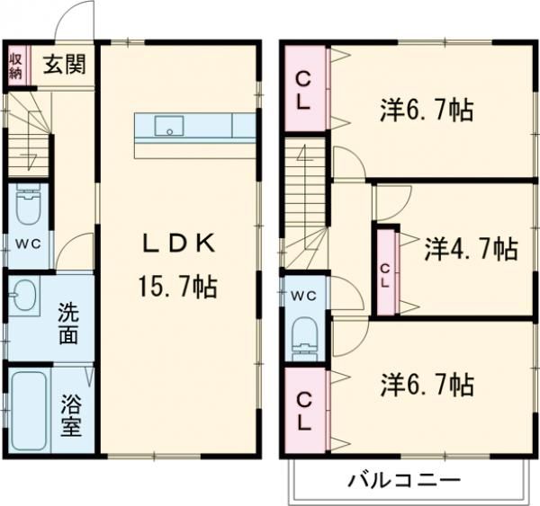 古淵４天野賃貸住宅の間取り