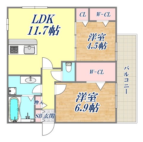 アリビオ立花の間取り