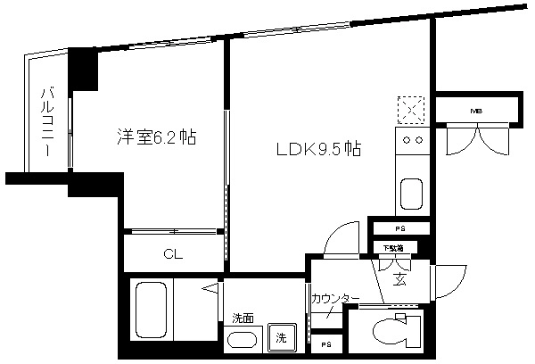 京都市東山区東町のマンションの間取り