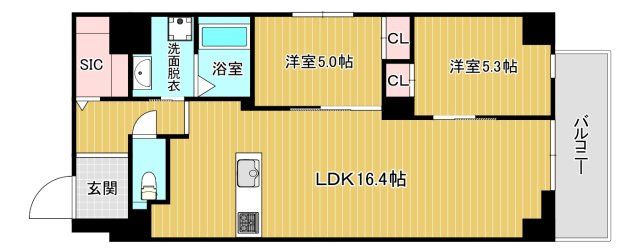 東大阪市足代北のマンションの間取り