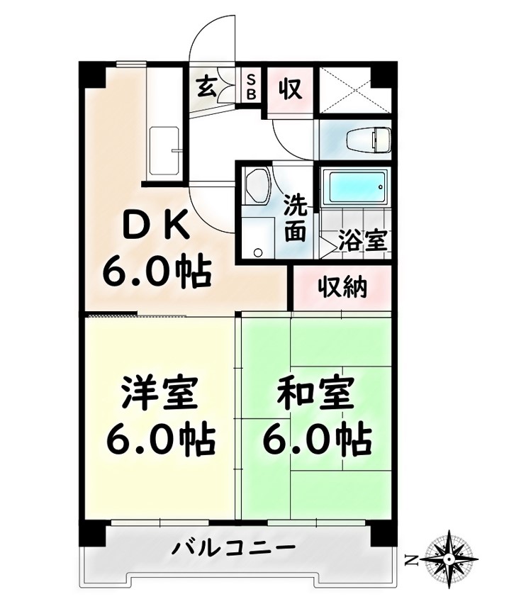 名古屋市瑞穂区洲山町のマンションの間取り