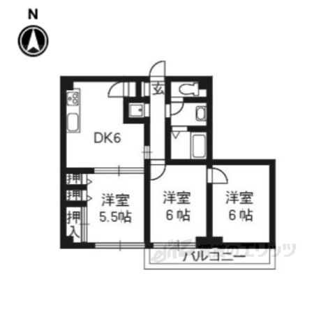 京都市伏見区北端町のマンションの間取り