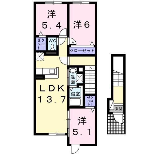 旭川市旭町一条のアパートの間取り