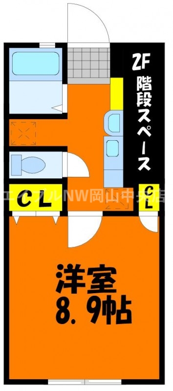 岡山市北区中撫川のアパートの間取り