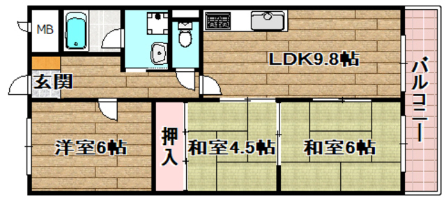 高槻市赤大路町のマンションの間取り