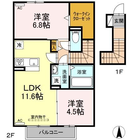 岡崎市北野町のアパートの間取り