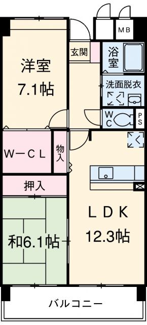 袋井市愛野東のマンションの間取り