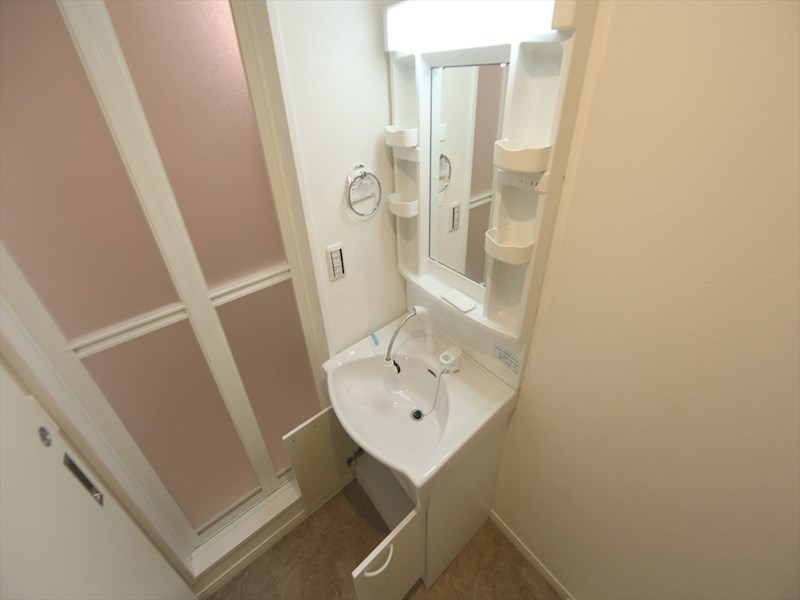 洗面設備　脱衣所　独立洗面台（シャンプードレッサー付）収納スペース有