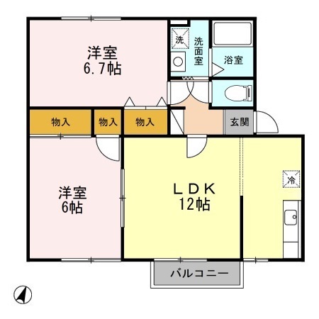 リバティ中川口　ＢB棟の間取り