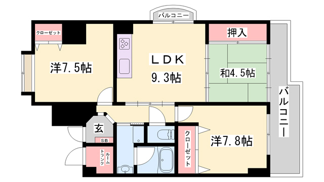 クレストコート加古川の間取り