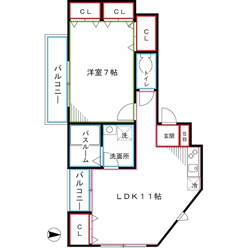 世田谷区北烏山のマンションの間取り