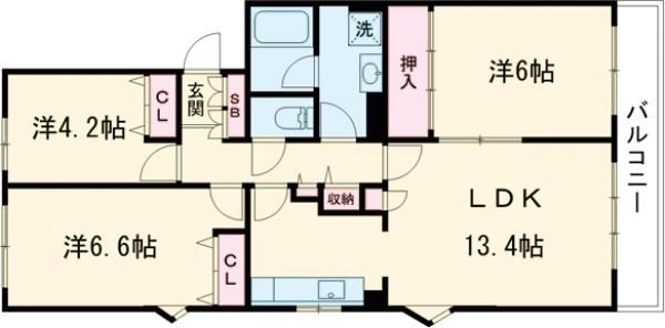 行田市棚田町のマンションの間取り