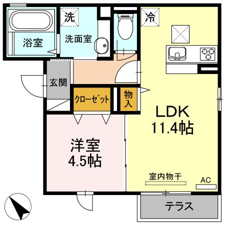 薩摩川内市御陵下町のアパートの間取り