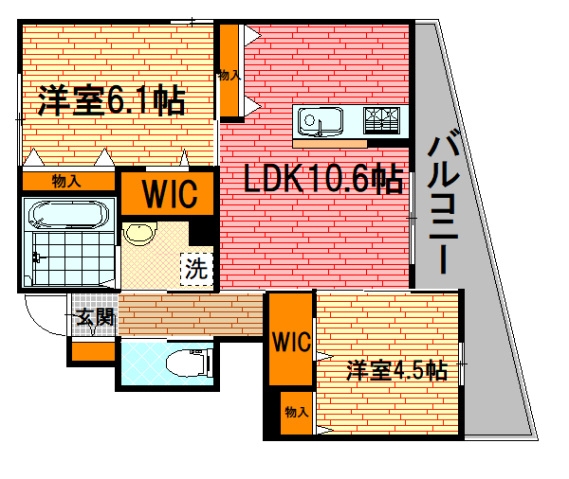 広島市安佐南区大塚西のアパートの間取り