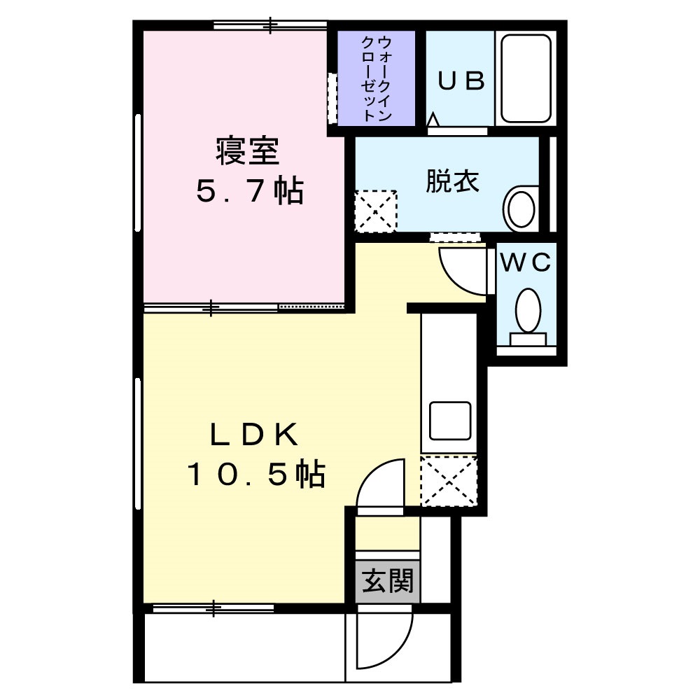 境港市夕日ヶ丘のアパートの間取り