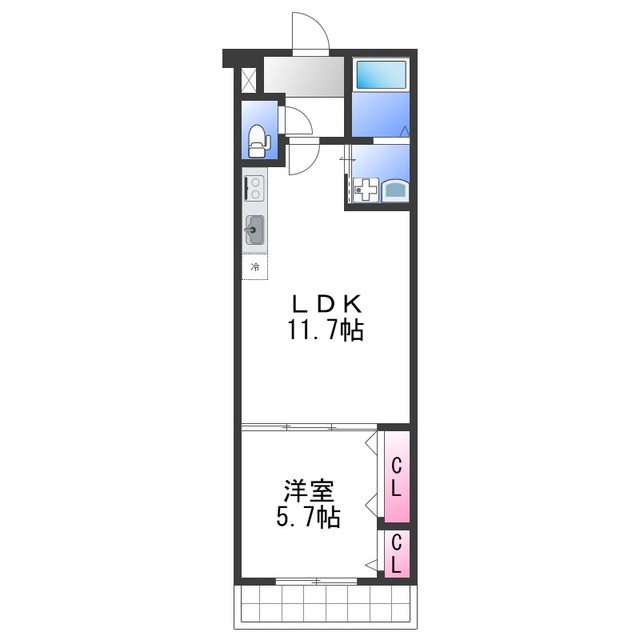 泉佐野市高松東のアパートの間取り