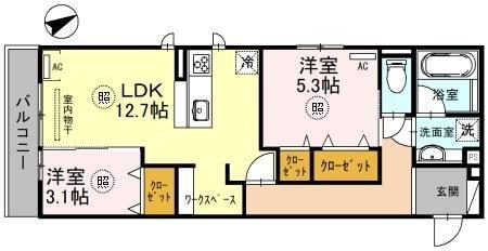 D-room上ノ丸の間取り