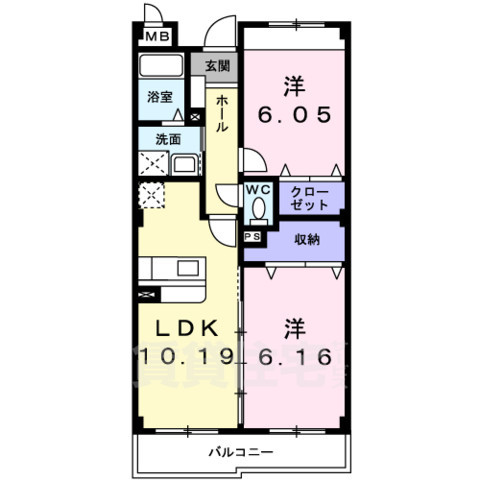 大津市湖城が丘のマンションの間取り