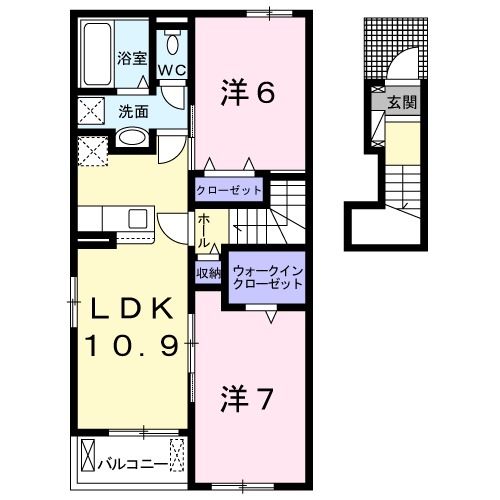 中津川市千旦林のアパートの間取り