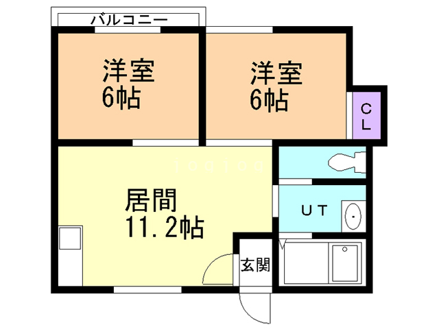 函館市五稜郭町のアパートの間取り