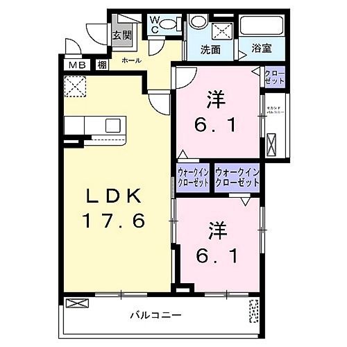 城陽市寺田のアパートの間取り