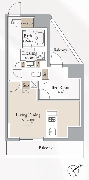 新宿区西早稲田のマンションの間取り