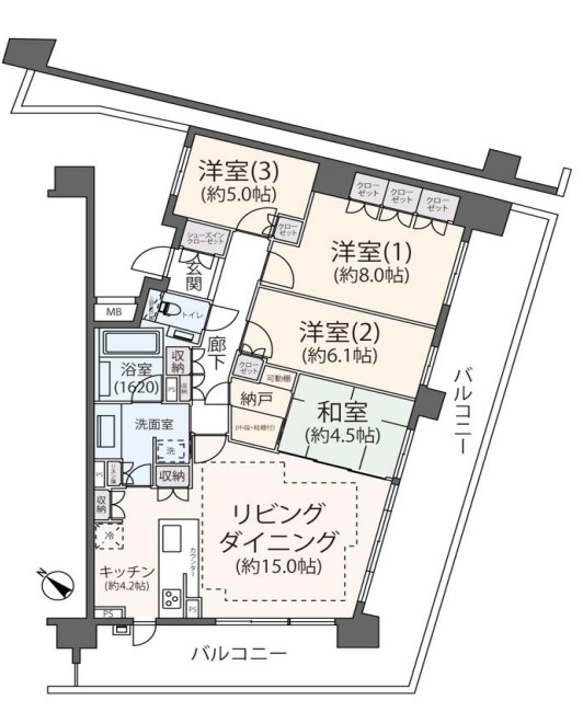 川崎市麻生区はるひ野のマンションの間取り