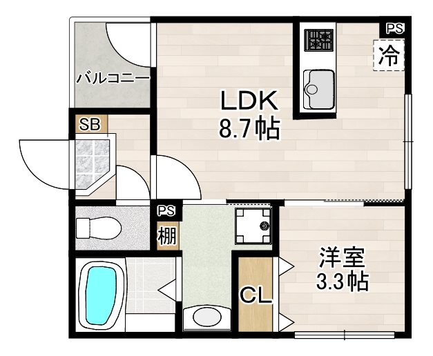 【名古屋市中村区五反城町のアパートの間取り】