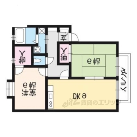 京都市左京区岩倉忠在地町のアパートの間取り