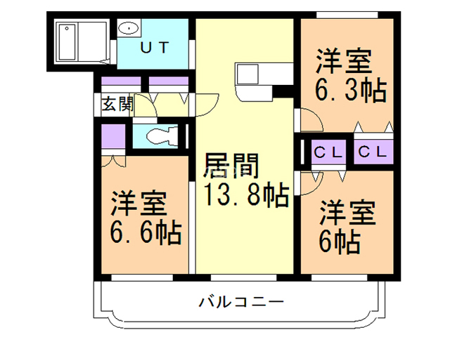 グランソレイユ屯田の間取り